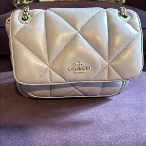 Coach Quilted Silver Shoulder Bag